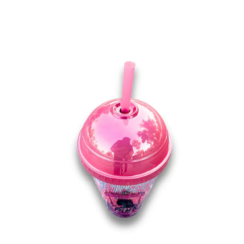 Vaso Rosa De Doble Pared Con Popote y Tapa de Wicked - Vasos